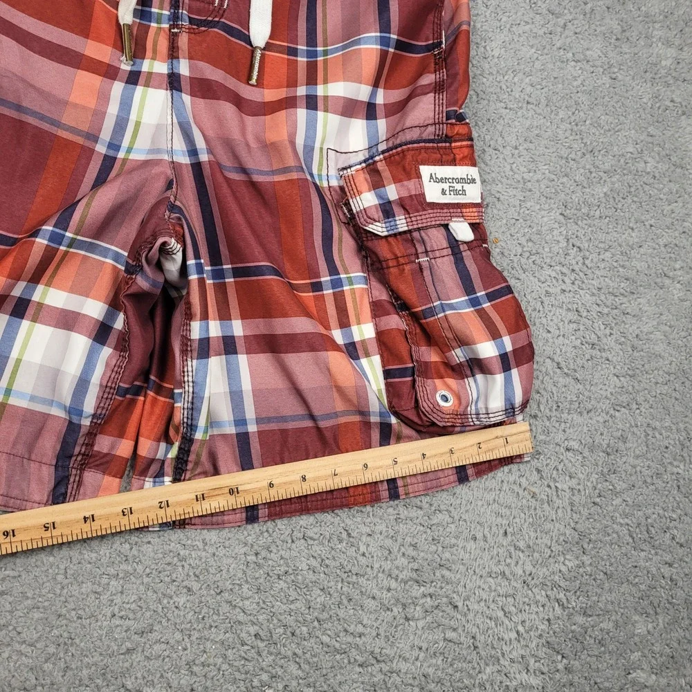 Abercrombie & Fitch Y2K Mens Plaid Cargo Shorts Swim‎ Trunks Size L